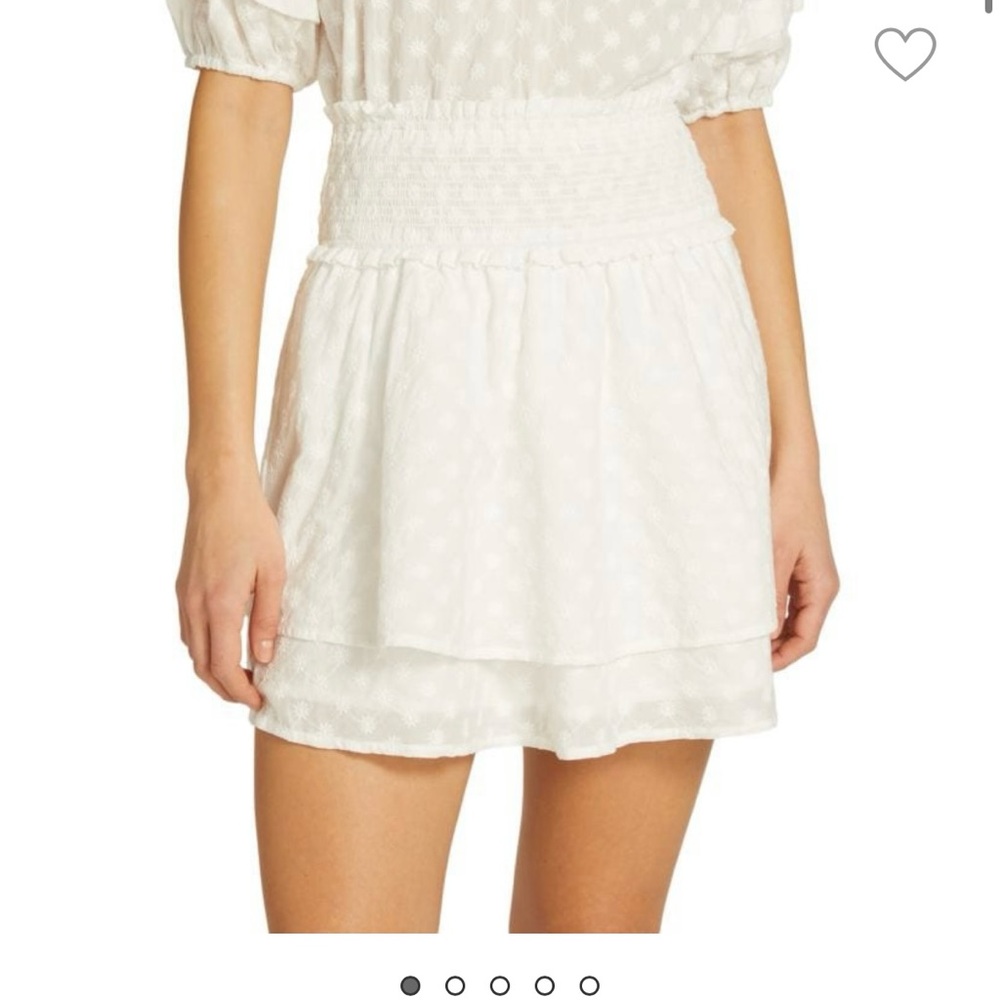 Rails Addison White Embroidered Mini Skirt Size XS Tiered Smocked Waist